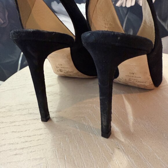 Jimmy Choo Black Suede Open-Toe Heels - Picture 4 of 5